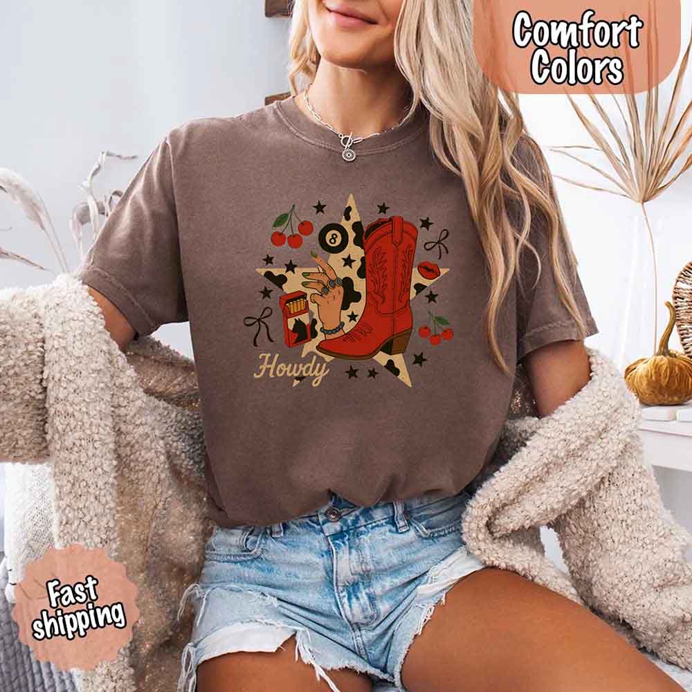 Howdy Cowgirl Star Collage Comfort Shirt