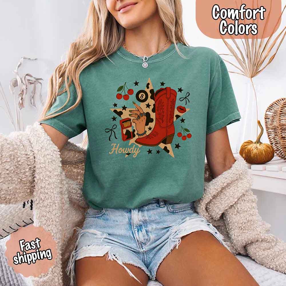 Howdy Cowgirl Star Collage Comfort Shirt