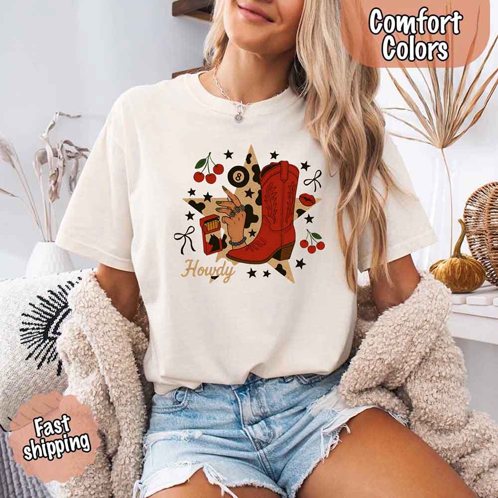Howdy Cowgirl Star Collage Comfort Shirt