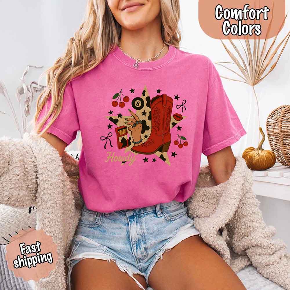 Howdy Cowgirl Star Collage Comfort Shirt