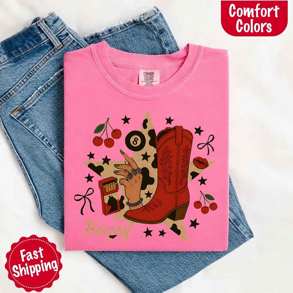 Howdy Cowgirl Star Collage Comfort Shirt