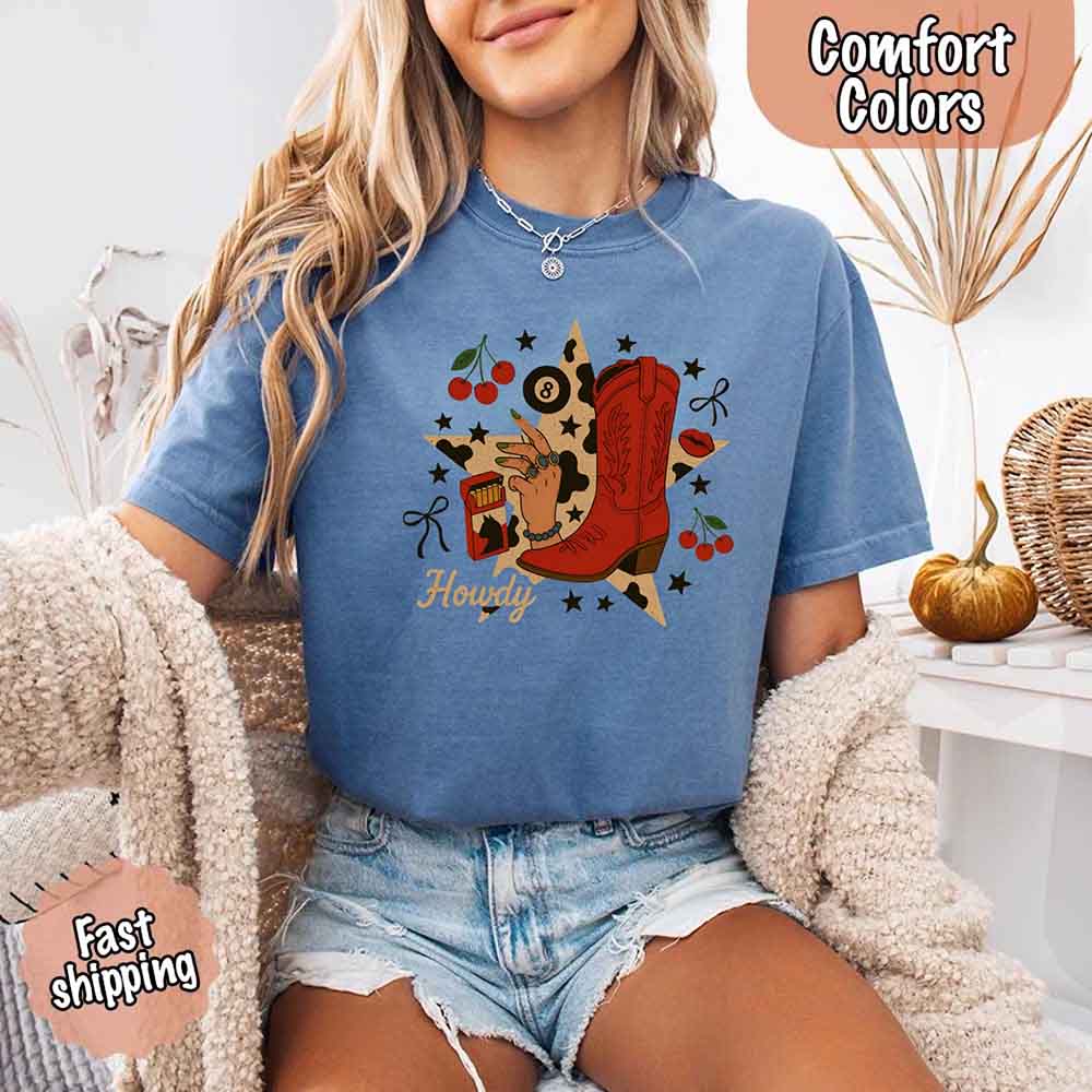 Howdy Cowgirl Star Collage Comfort Shirt
