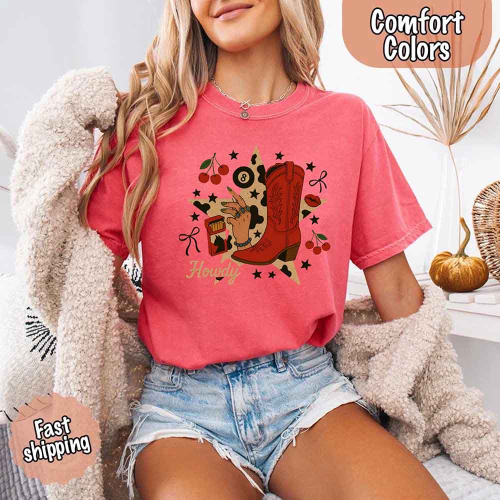 Howdy Cowgirl Star Collage Comfort Shirt