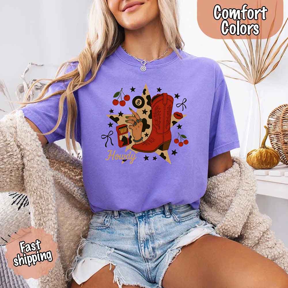Howdy Cowgirl Star Collage Comfort Shirt