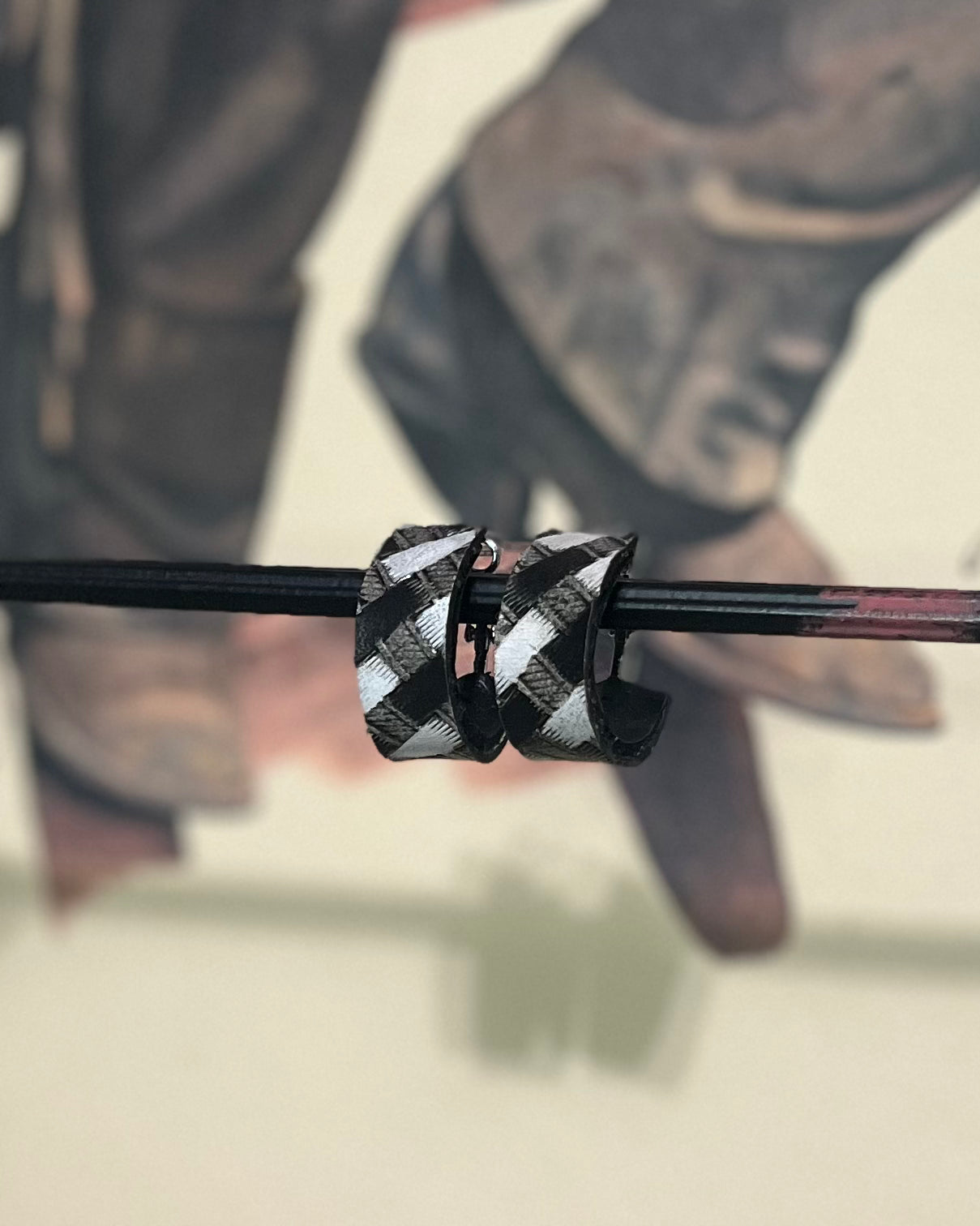 Cowgirl Checkers Hoops in Smoke