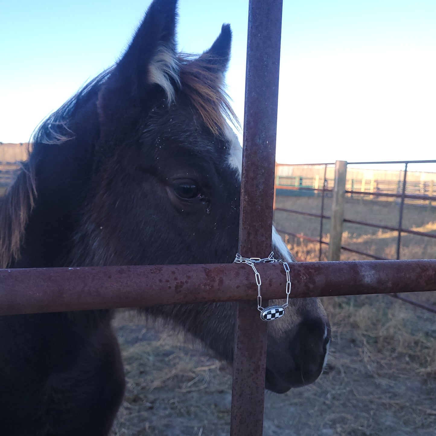 Checkerboard Cabochon Necklace by R. Keller Collection