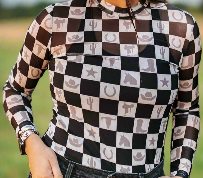 Western Checkers Mesh Shirt