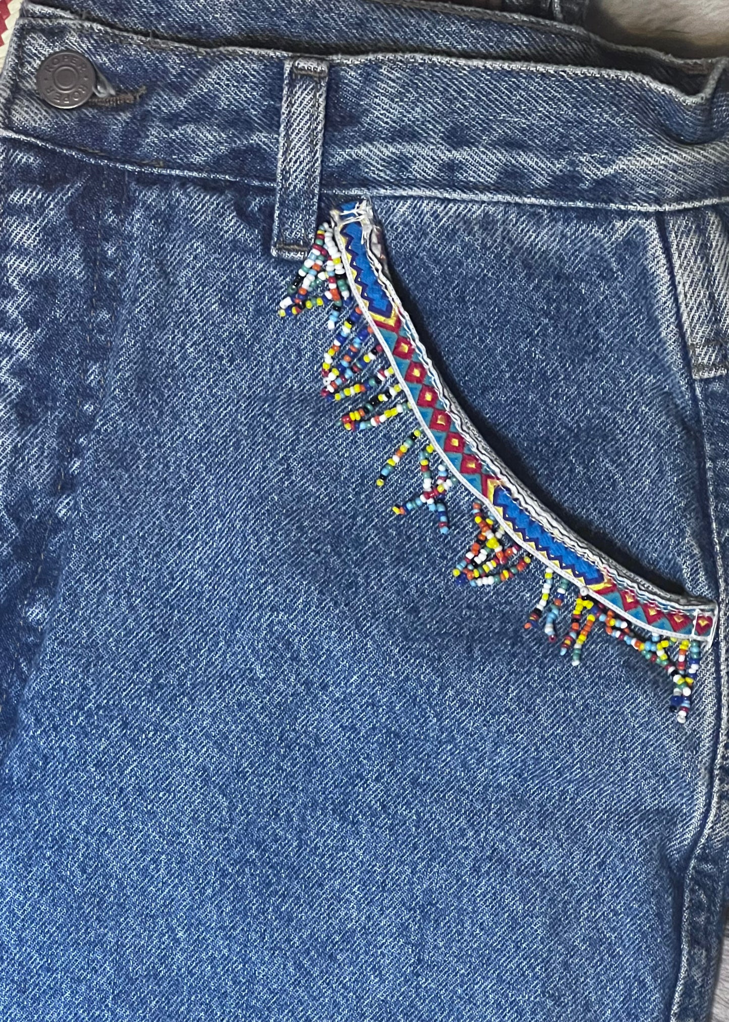 Vintage Roper Beaded Pocket Jeans 34inchesX35.5”