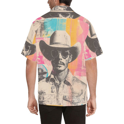 Baha Ranch Retro Pop Western Cool Cowboy Men's Camp Shirt