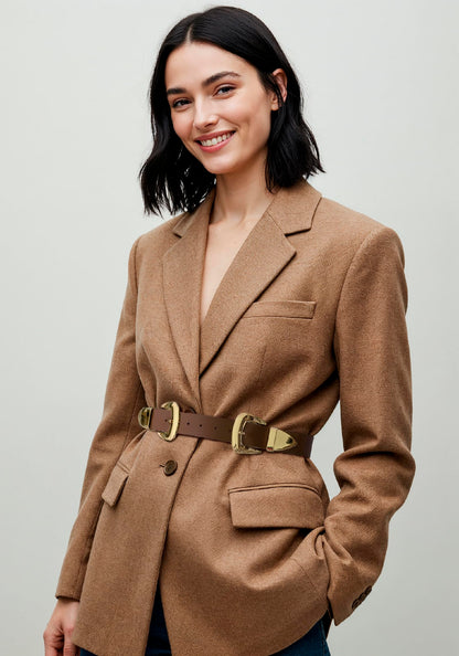 Double Buckle Western Waist Belt for Women