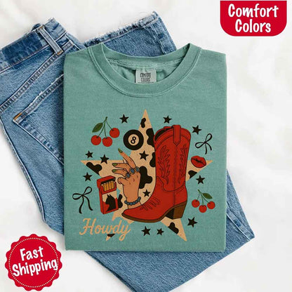 Howdy Cowgirl Star Collage Comfort Shirt