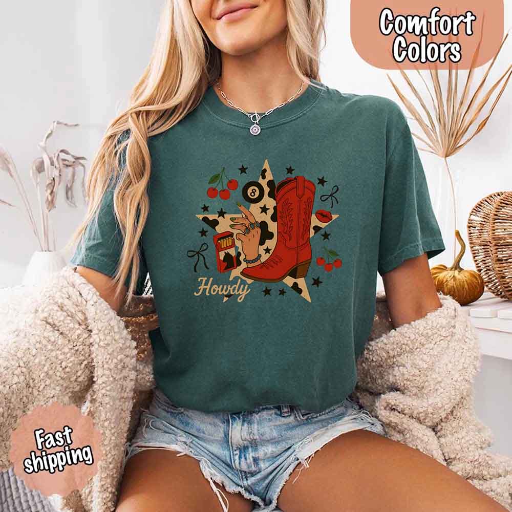 Howdy Cowgirl Star Collage Comfort Shirt