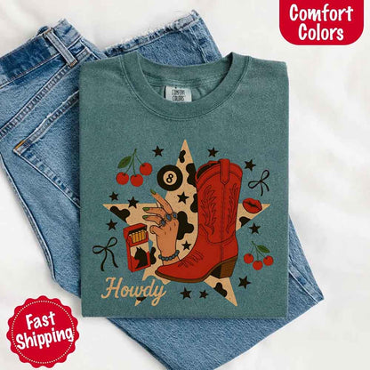 Howdy Cowgirl Star Collage Comfort Shirt