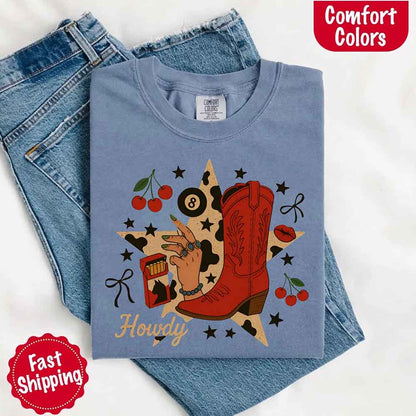 Howdy Cowgirl Star Collage Comfort Shirt