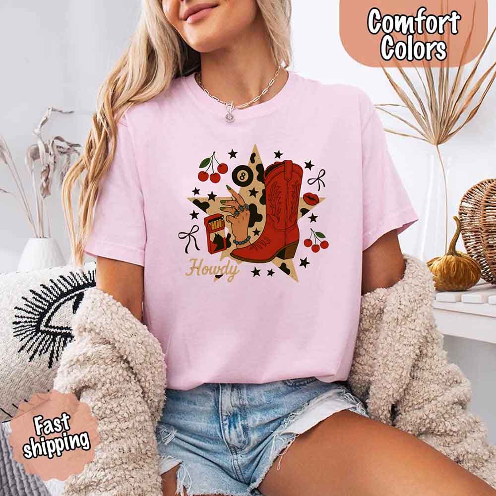 Howdy Cowgirl Star Collage Comfort Shirt