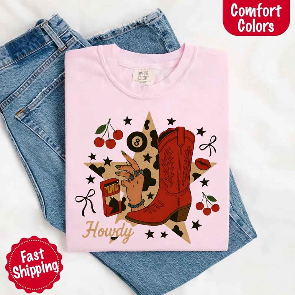 Howdy Cowgirl Star Collage Comfort Shirt