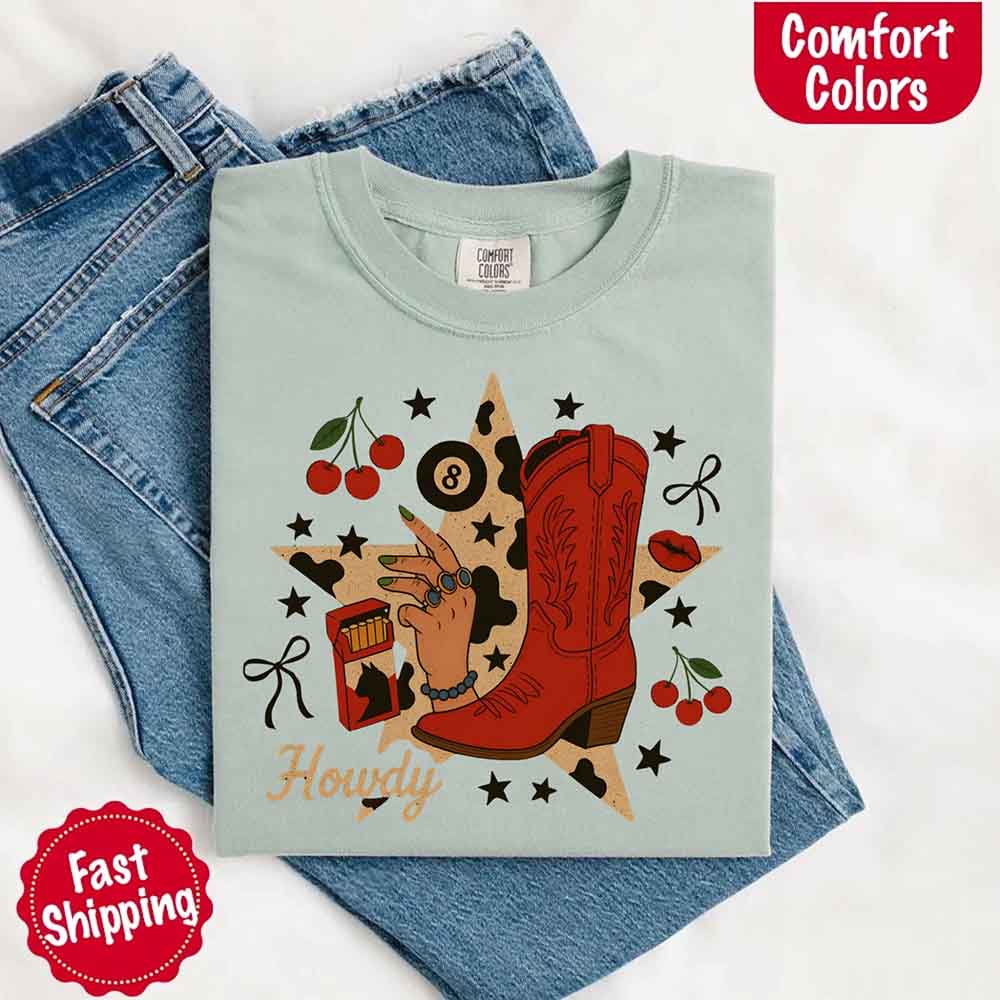 Howdy Cowgirl Star Collage Comfort Shirt