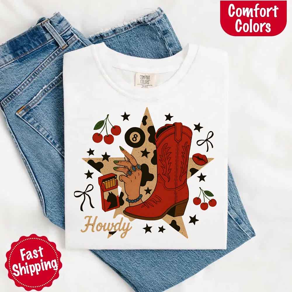 Howdy Cowgirl Star Collage Comfort Shirt