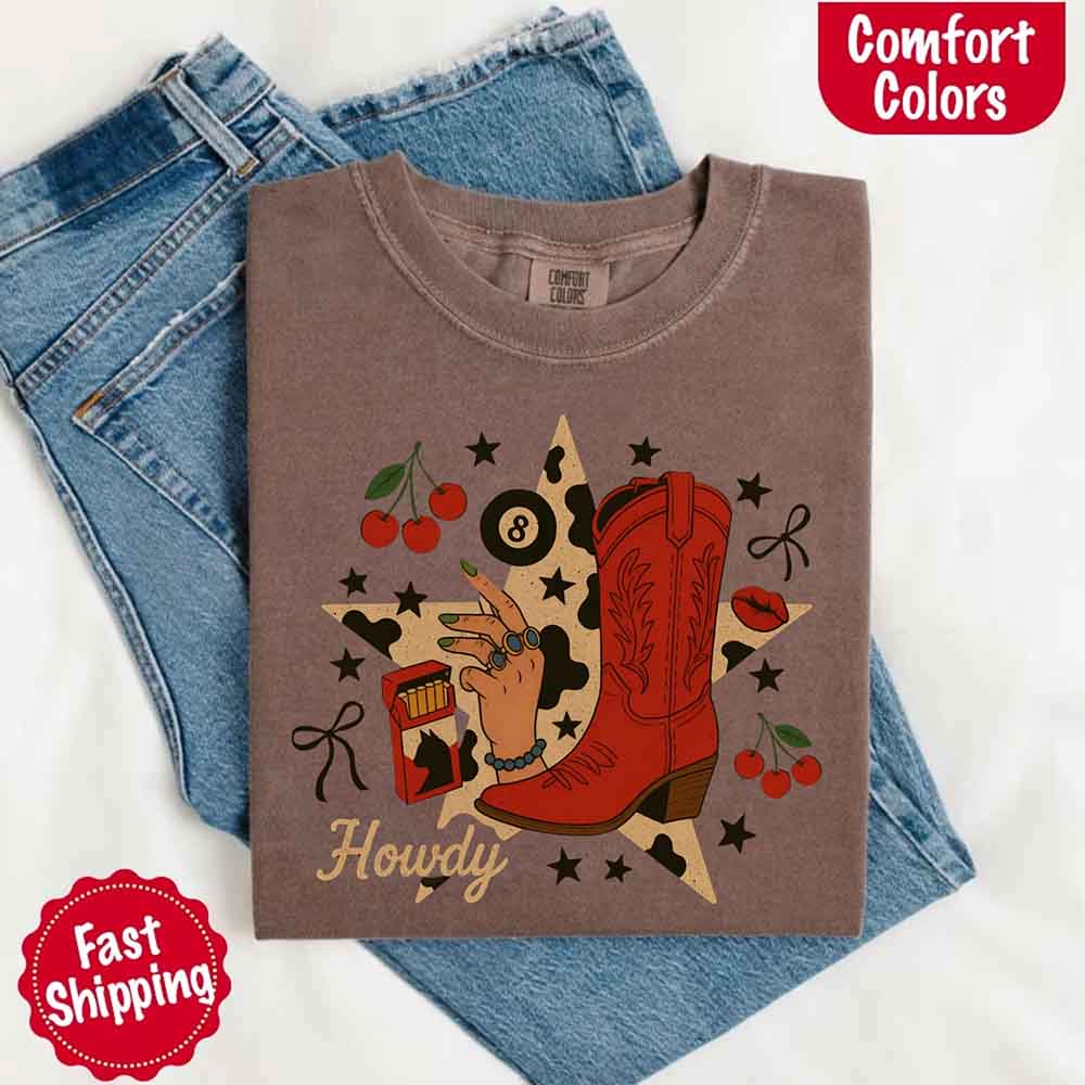Howdy Cowgirl Star Collage Comfort Shirt