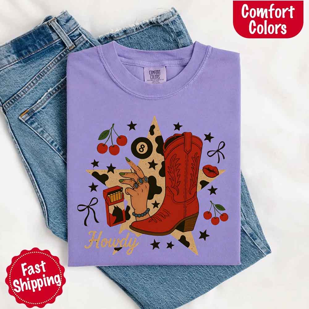 Howdy Cowgirl Star Collage Comfort Shirt