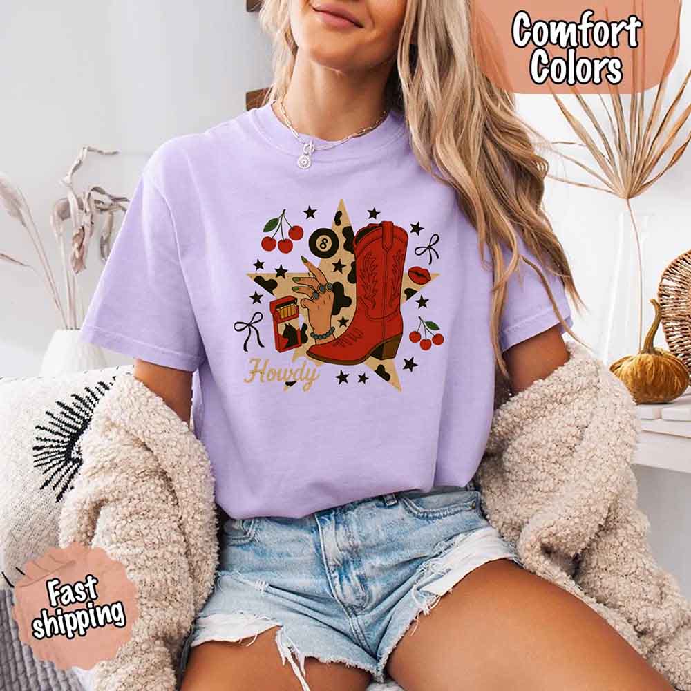 Howdy Cowgirl Star Collage Comfort Shirt