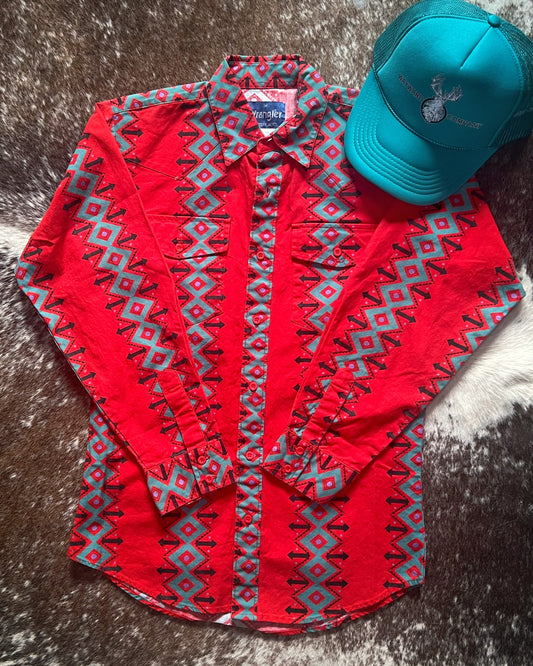 Youth Boy’s Vintage Wrangler Button Down Size 14