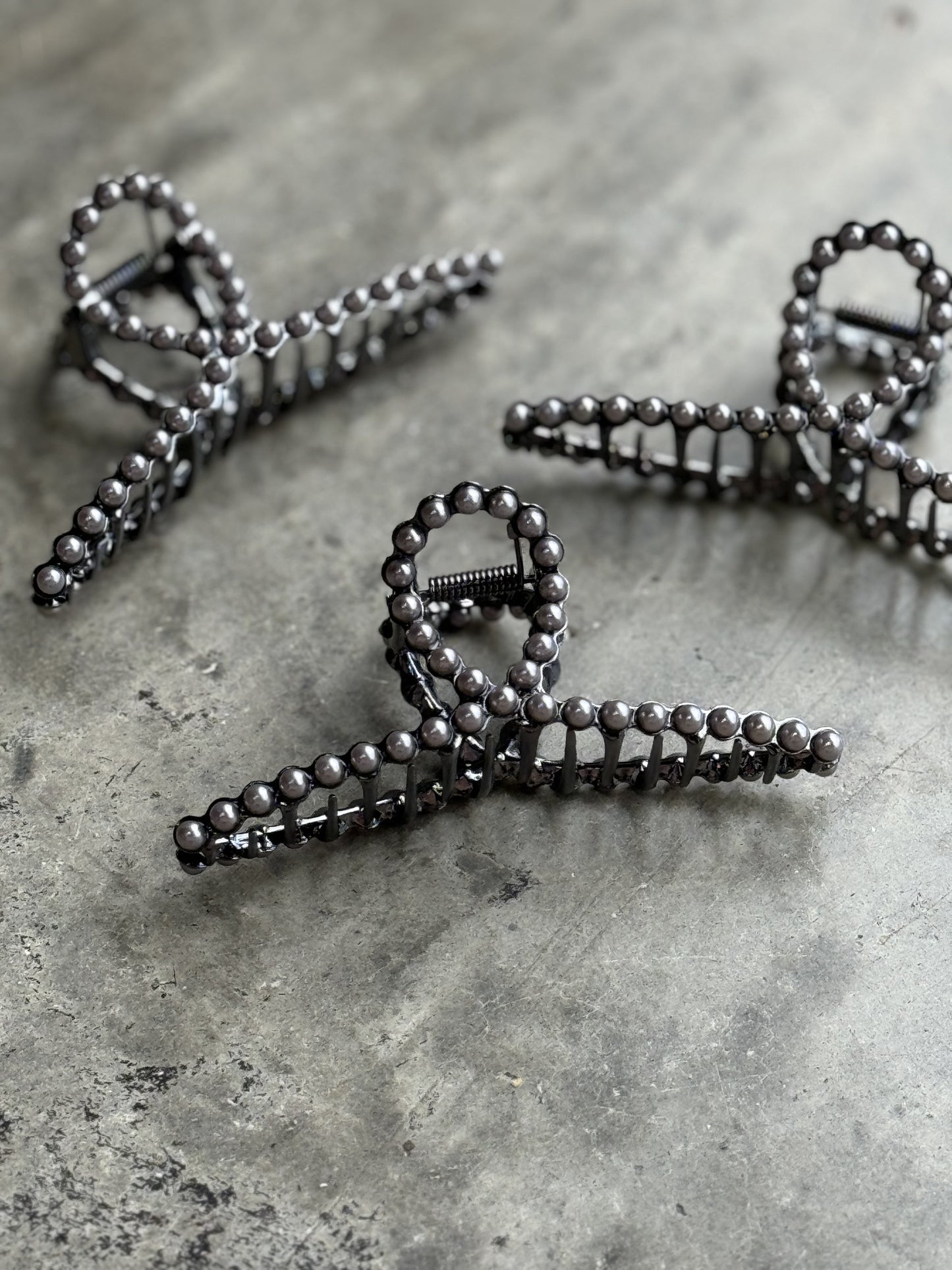 Silver Studded Claw Hair Clip