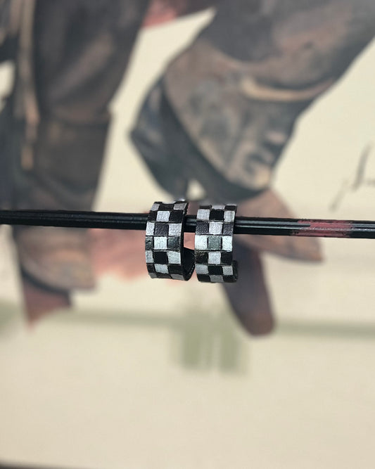 Tommie Checkerboard Leather Hoops