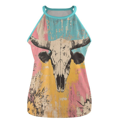 Baha Ranch Bull Skull Retro Pop Western Tank Top