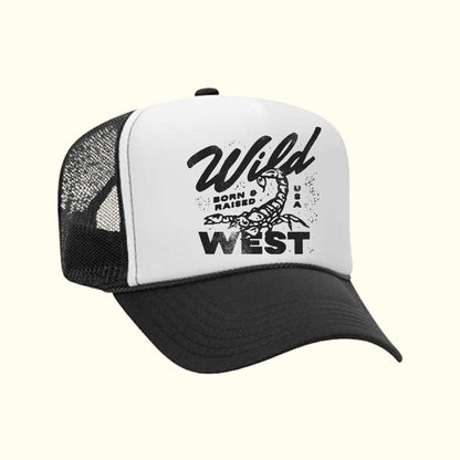 Wild West Western Cowboy Grunge Trucker Hat - Blk/Wht