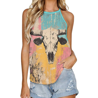 Baha Ranch Bull Skull Retro Pop Western Tank Top