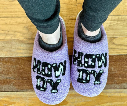 Howdy Cow Print Slippers