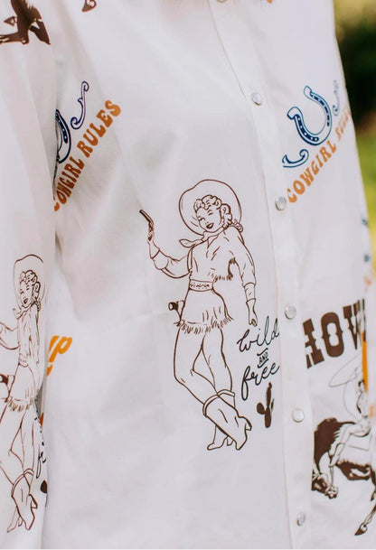 Western Cowgirl Howdy Button Up Shirt