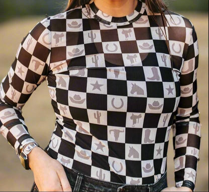 Western Checkers Mesh Shirt
