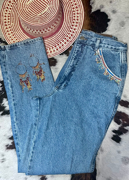 Vintage Roper Beaded Pocket Jeans 34inchesX35.5”
