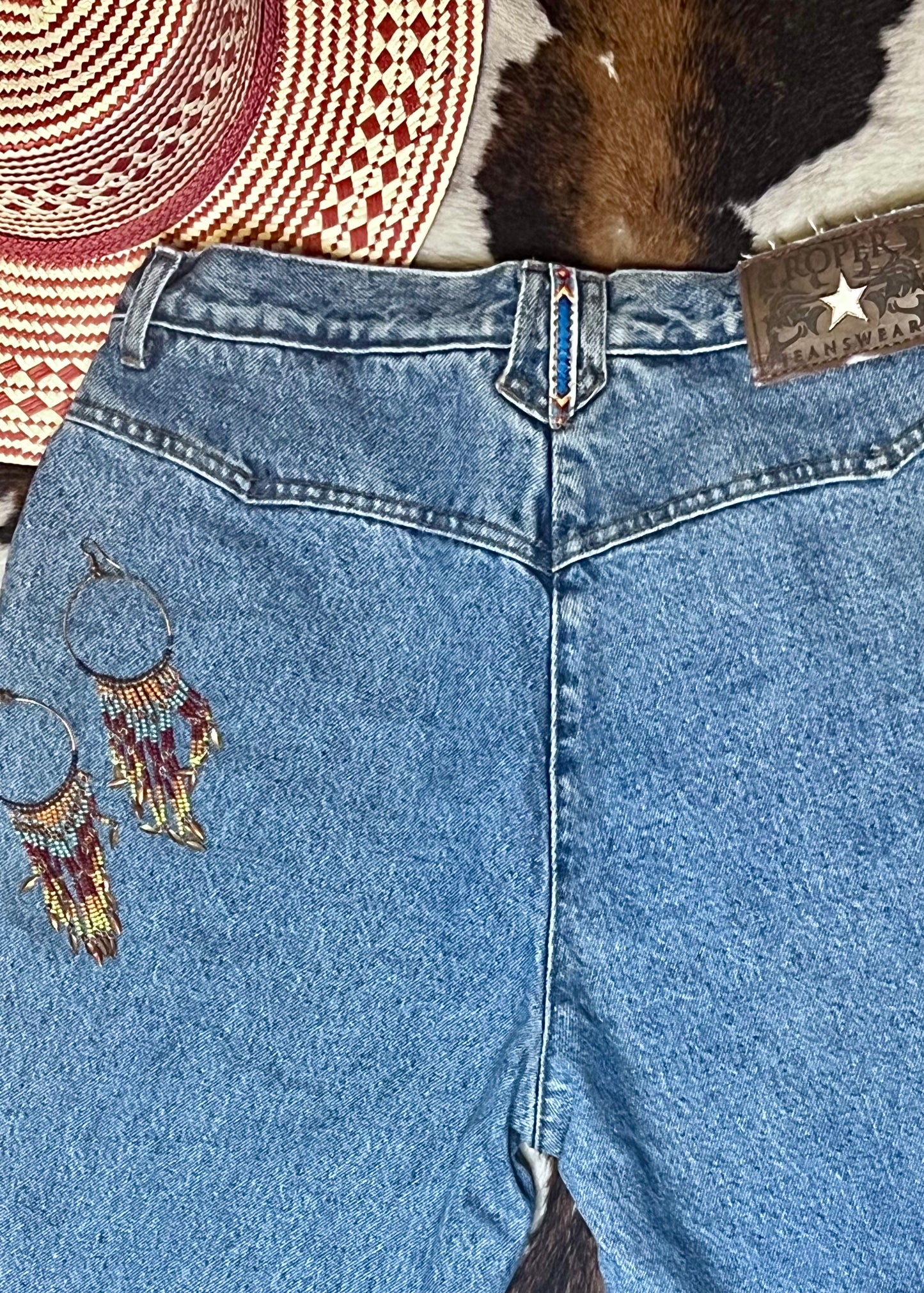 Vintage Roper Beaded Pocket Jeans 34inchesX35.5”