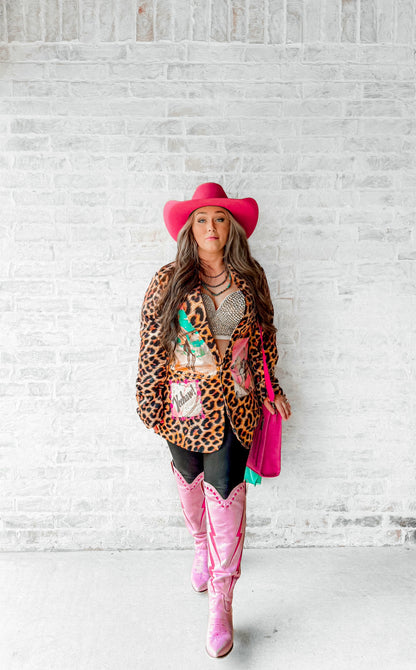 Baha Ranch Retro Pop Western Wild West Leopard Blazer