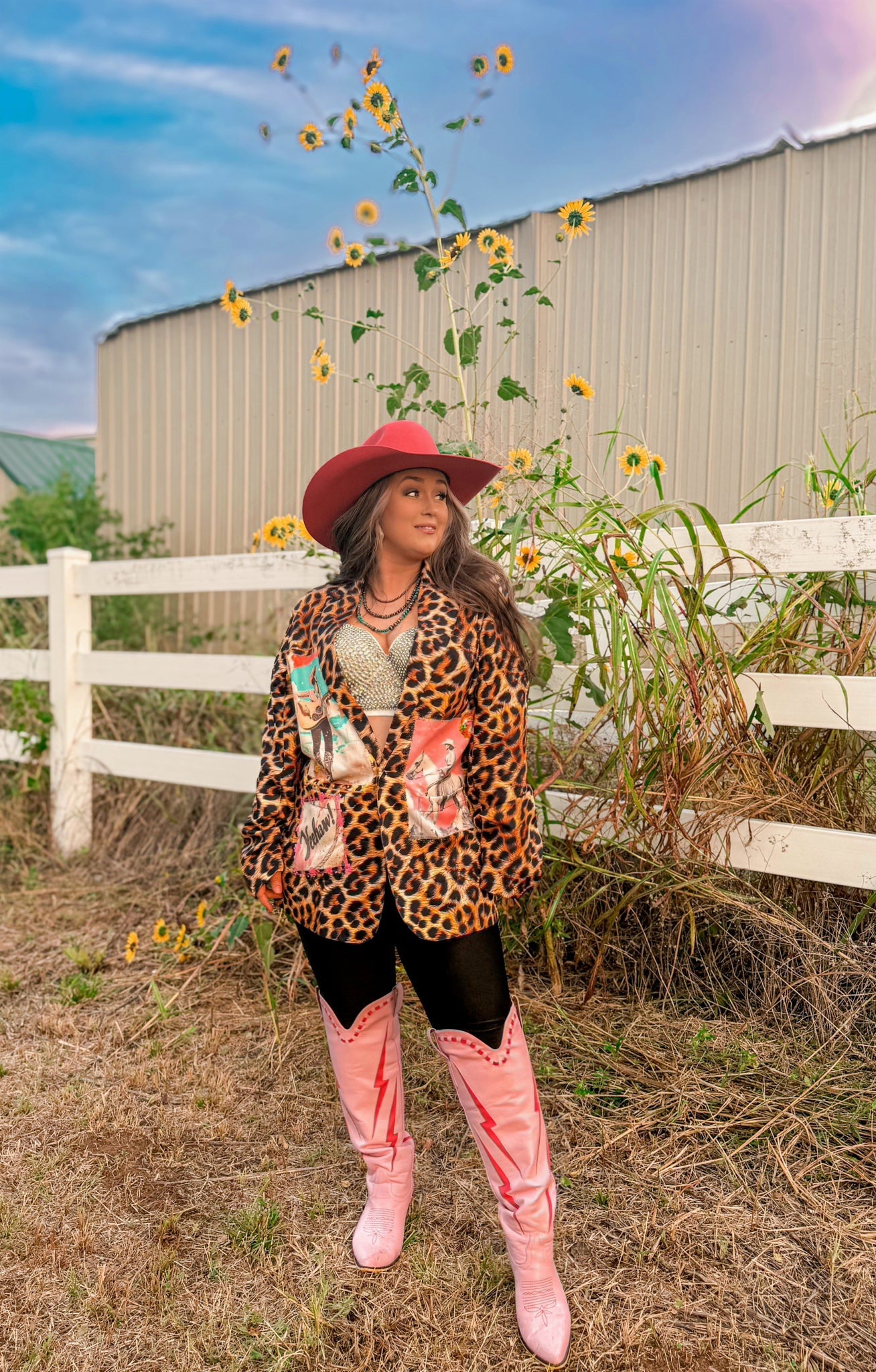 Baha Ranch Retro Pop Western Wild West Leopard Blazer