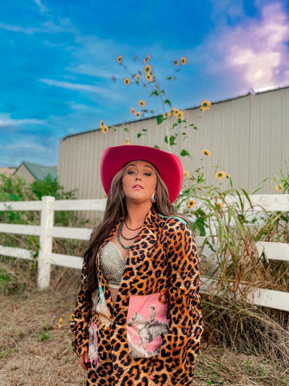 Baha Ranch Retro Pop Western Wild West Leopard Blazer