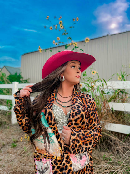 Baha Ranch Retro Pop Western Wild West Leopard Blazer