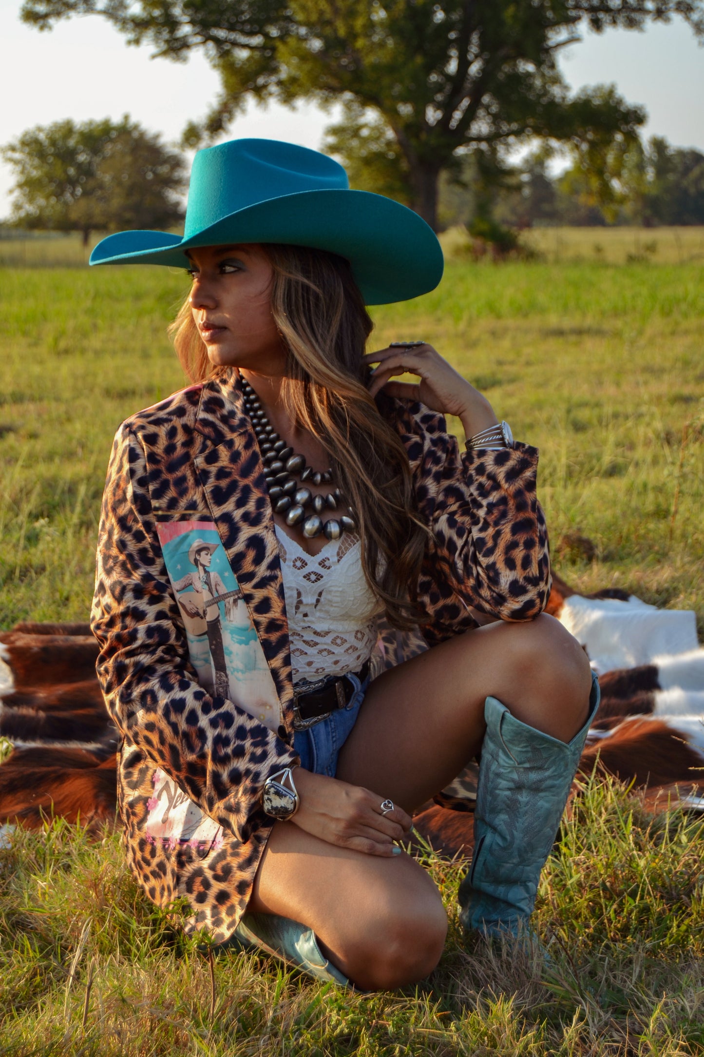 Baha Ranch Retro Pop Western Wild West Leopard Blazer